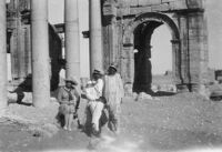 Outdoor portrait of Jibrail and Asma Jabbur and unidentified person