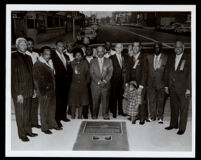 Dedication of the plaque commemorating the First A.M.E. Church at 8th St. and Towne Ave., Los Angeles, 1973