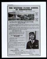 Advertisement for William Aikens' Western Flying School of Aeronautics, Los Angeles, 1936-1939
