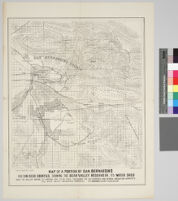 Map of a portion of San Bernardino and San Diego counties, showing the Bear Valley reservoir, its watershed, also the valleys where its waters are to be used, including the Alessandro and Perris irrigation districts