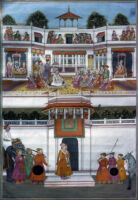 Manthara and Queen Kaikeyi; Dasharatha with his ministers