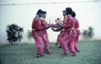 Om Periyaswamy dance troupe performs the Oyilāṭṭām “graceful dance” folk dance, Madurai (India), 1984