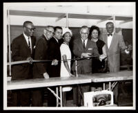 Ribbon cutting ceremony for English Square office building, Los Angeles, 1964