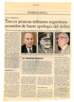 Últimas dictaduras: Tres ex jerarcas militares argentinos acusados de hacer apología del delito