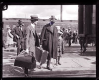 Reverend Carl D. Case at a railroad station, Los Angeles, 1924