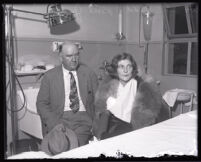Winnie Ruth Judd, murder suspect, with husband Dr. W. C. Judd at the Georgia Street Receiving Hospital, Los Angeles, 1931 