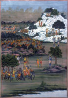 Rama asking Lakshmana to take Sita to a cave, Rakshasa Khara