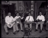 Los Angeles Times Aloha String Quartet performing for radio, Los Angeles, 1927