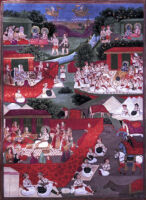 Rama with Vasishtha; Rama with Janaka in a gathering; Janaka and Queen