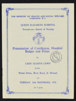 Queen Elizabeth Hospital Tercentenary School of Nursing Presentation Ceremony 1970