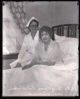 Minnie Kennedy with nurse at Brentwood Sanatorium,Los Angeles, 1930