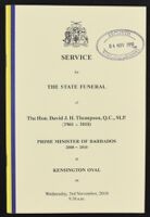 Service for the State Funeral of the Hon. David J. H. Thompson, Q.C., M.P.