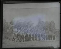 "Civil War soldiers stand at rest" by an unidentified artist, circa 1860