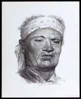 Drawing of Manuel Camero, one of the founders of Los Angeles in 1781, by Sam Patrick, circa 1969
