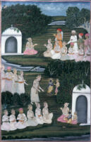 Janaka visiting sage Vishvamitra, Rama and Lakshmana