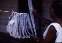 Ottan Thullal - cotton strips for a dancer's costume, Ayamkudy (India), 1984