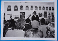 Bachana wa Mokwena speaking at the Swedish Embassy, Gaborone, Botswana, 1981