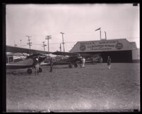 Aviation school operator Twyla J. Kelly and her students at Kelly's Airport, Hawthorne, circa 1929
