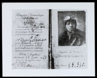 International pilot license of Bessie Coleman, African American airplane pilot, 1921