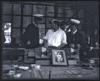 Prince Axel of Denamark with Cedil B. DeMille at the Laksy studio, Los Angeles, 1918