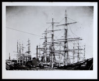 Whaler Andrew Hicks, commanded by Captain William Shorey 1892-1902, alongside the dock, San Francisco, circa 1900