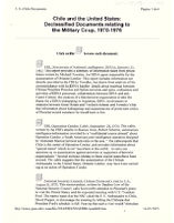Chile and the United States: Dessclassified Documents Relating to the Military Coup, 1970-1976