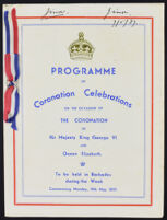Programme of Coronation Celebrations on the Occasion of the Coronation of His Majesty King George VI and Queen Elizabeth