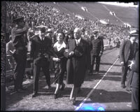 Lieutenant Commander Ligon Briggs Ard and Grace Ard during an event at Memorial Coliseum, Los Angeles, circa 1929