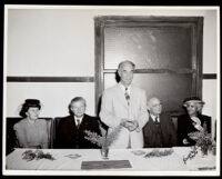 Dr. Vada Somerville and Dr. Harold Kingsley at a dinner event, probably for Pilgrim House, 1950s