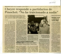 Cheyre responde a partidiarios de Pinochet: "No he traicionado a nadie"