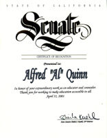 Certificate of Recognition from California State Senate