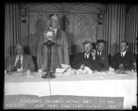 Dwight F. Davis, United States Secretary of War, speaking at a Chamber luncheon, Los Angeles, 1928