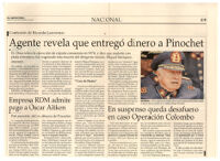 Agente revela que entregó dinero a Pinochet