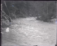 Arroyo Seco overflow floods dirt road, Pasadena (vicinity), 1930-1939
