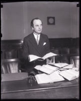 Attorney William B. Beirne in a courtroom, Los Angeles, circa 1935