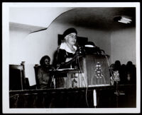 Charlotta Bass speaking at Bethel A.M.E. Church during Negro History Week, San Francisco, 1965
