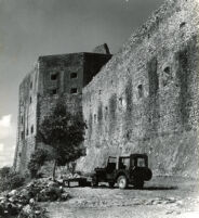 View of the Facade on the Batterie Royale during major repairs at the Citadelle by Travaux Publics in 1953-54