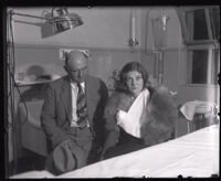 Murder suspect Winnie Ruth Judd with husband Dr. W. C. Judd at the Georgia Street Receiving Hospital, Los Angeles, 1931 