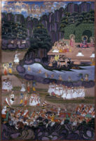 Rama assuaging Lakshmana; Bharata approaching