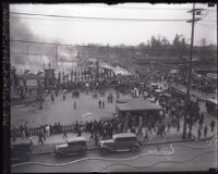 Auto show fire at Washington and Hill Streets, Los Angeles, 1929