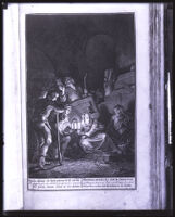 Shepherds find the Child Jesus lying in a manger, 17th century engraving (photographed between 1920-1939)