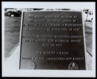 New plaque marking the SE corner of El Pueblo Nuestra Señora La Reina De Los Angeles, Boyle Heights (Los Angeles), 1980