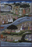 Citizens following Rama; Rama in Sringaverapuram on the banks of river Ganga
