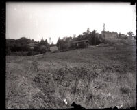 Three homes on a hill, one possibly belonging to the pseudo-doctor Rex H. W. Albrextondare, Glendale, circa 1924