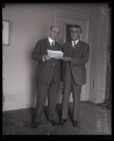 Mark Requa, Republican National Committeeman of California with Otis George Smith, director-general of the United States Geological Survey, Washington (D.C.), 1929