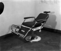 Studio photograph of a barber chair