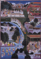 Palaces created by eight siddhis; Bharata and Bhardvaja