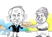 Cartoon of Masoud Barzani and Benjamin Netanyahu
