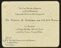 Invitation from the Prime Minister of Jamaica and Lady Bustamante