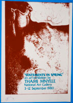 Statements in spring' an art exhibition by Thami Mnyele. National Art Gallery, Gaborone, Botswana, 1980